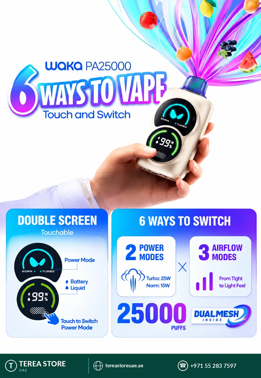 Waka PA25000 Puffs Disposable Vape 5% Nicotine - Ultimate Vaping in Dubai Waka PA25000 Puffs Disposable Vape 5% Nicotine - Ultimate Vaping in Dubai